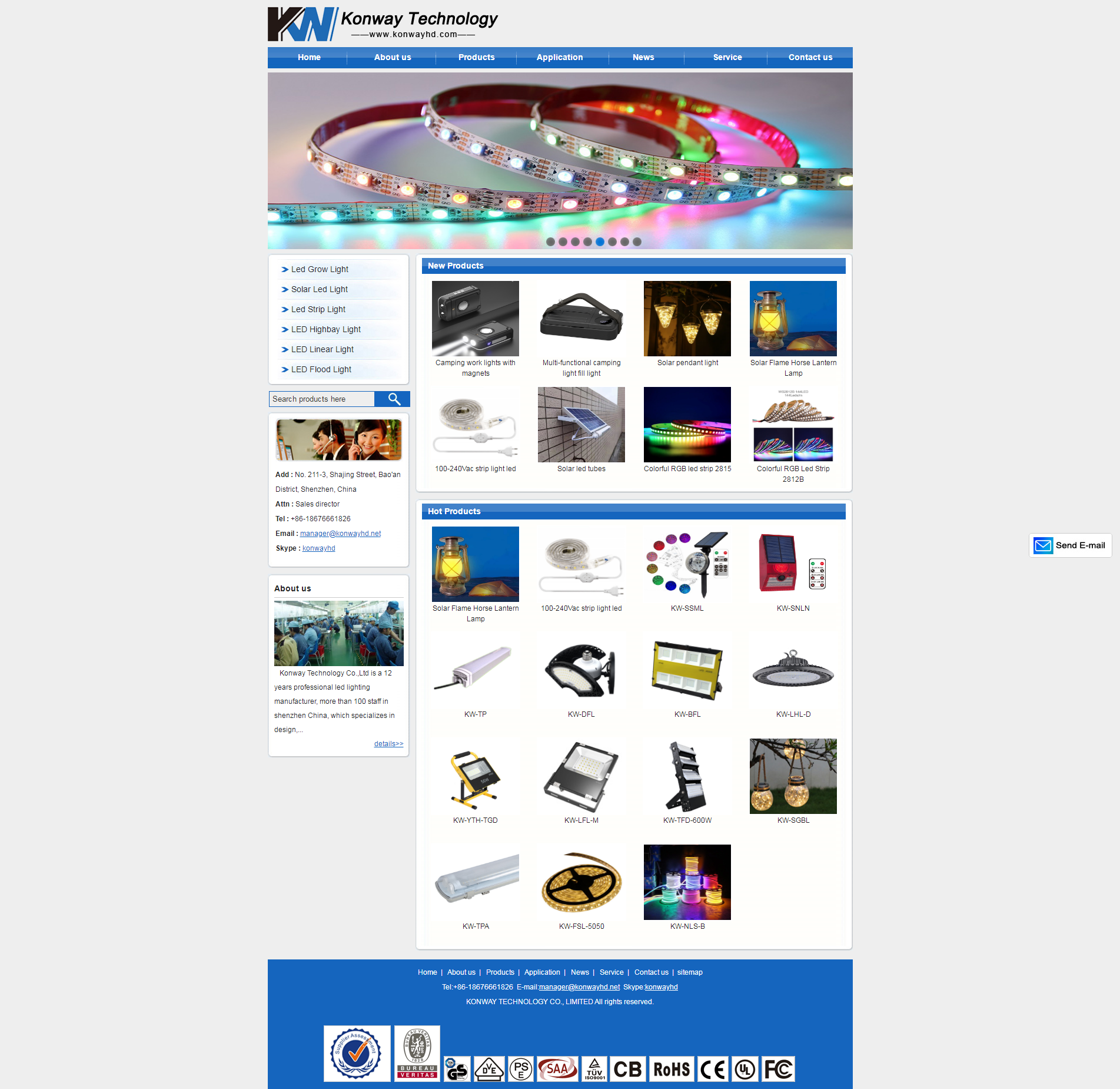 外贸led灯条灯带行业Konway Technology网站首页制作效果图